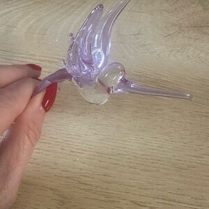 Purple Blown Glass Hummingbird Ornament